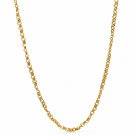 LOLA gold-tone cable chain necklace with rounded links on a white background. Available at Be Charmed.