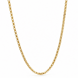 LOLA gold-tone cable chain necklace with rounded links on a white background. Available at Be Charmed.