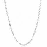  LOLA silver-tone cable chain necklace with rounded links on a white background. Available at Be Charmed.