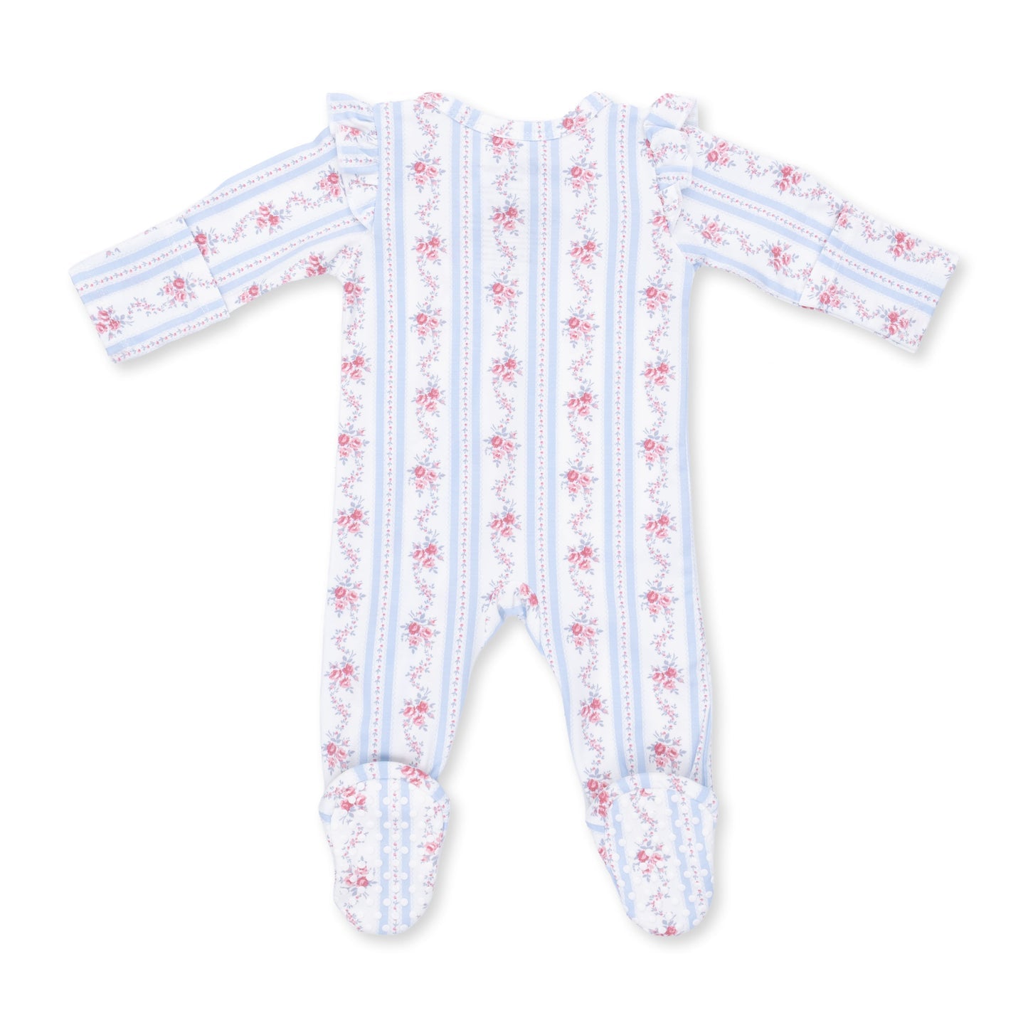 Angel Dear - 2 Way Ruffle Sleeve Footie - Anna Floral Stripe available at Be Charmed