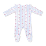 Angel Dear - 2 Way Ruffle Sleeve Footie - Anna Floral Stripe available at Be Charmed