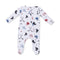 Angel Dear Baby onesie with hockey-themed pattern on a white background. Available at Be Charmed