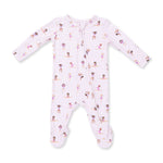 An Angel Dear aby onesie with ballet-themed pattern on a white background. Available at Be Charmed