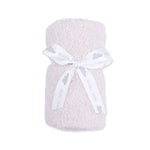 Angel Dear Stroller Blanket with a white bow on a white background. Available at Be Charmed