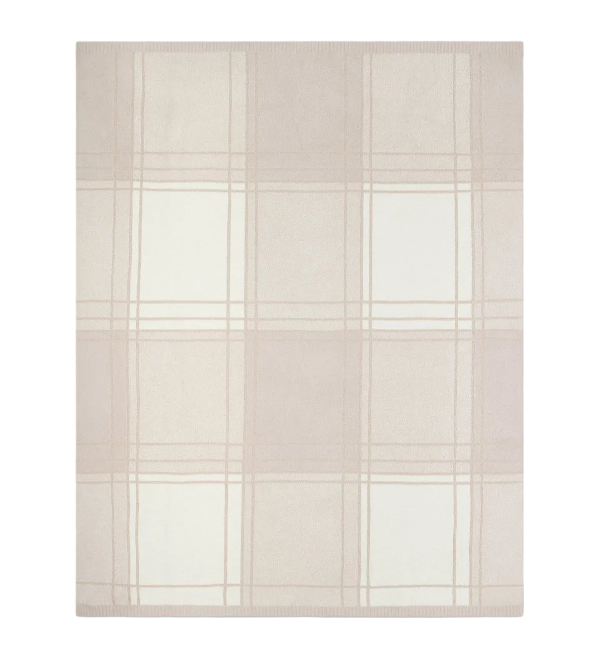 Barefoot Dreams CozyChic Buffalo Plaid Throw in Stone Multi available at Be Charmed, showcasing a cozy checkered pattern and ultra-soft knit texture.