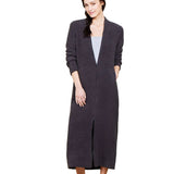 Barefoot Dreams Barefoot Dreams CozyChic Full Zip V-Neck Lounger in carbon; plush knit zip-up robe available at Be Charmed