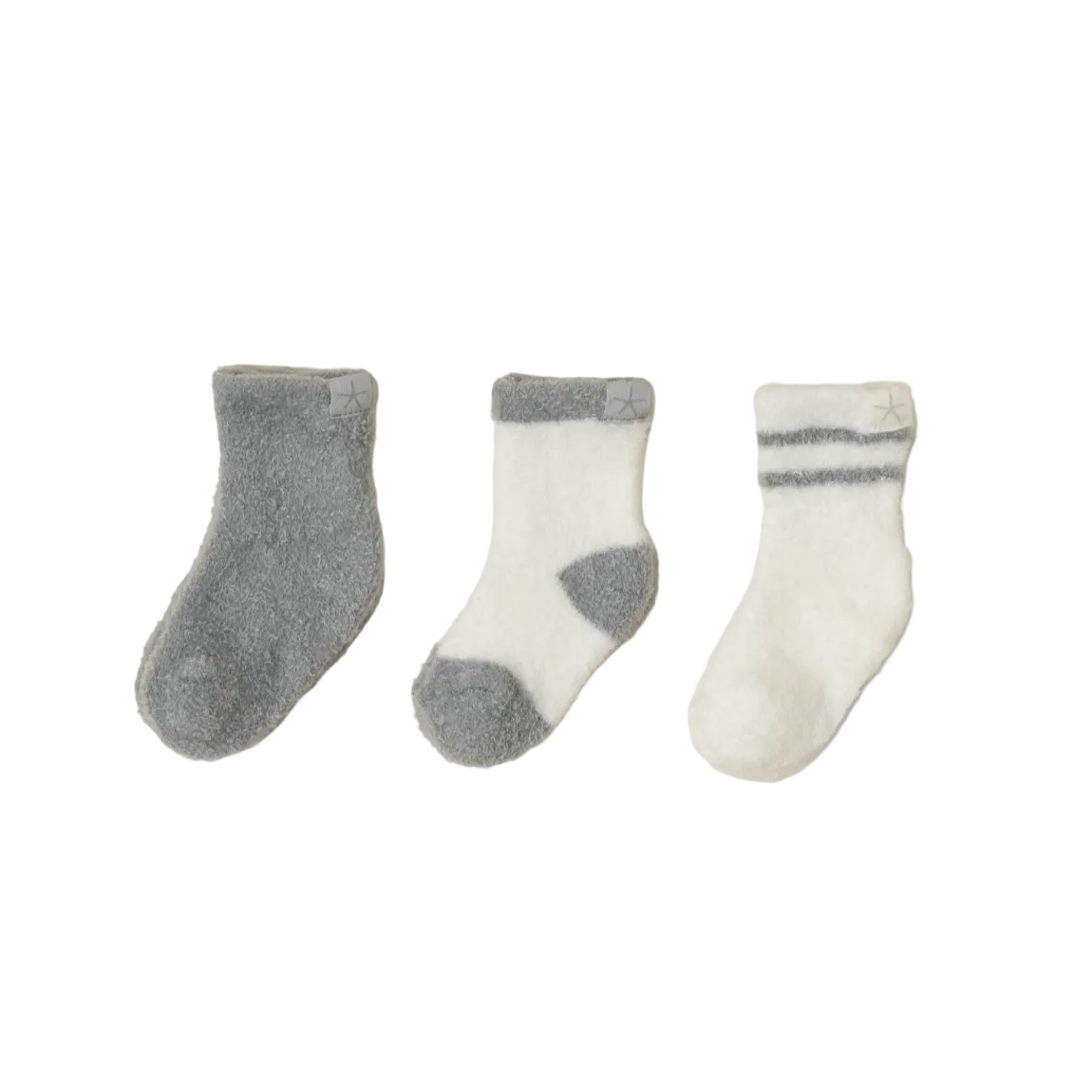 Barefoot Dreams CozyChic Lite Infant Sock Set in moonbeam/pearl available at Be Charmed