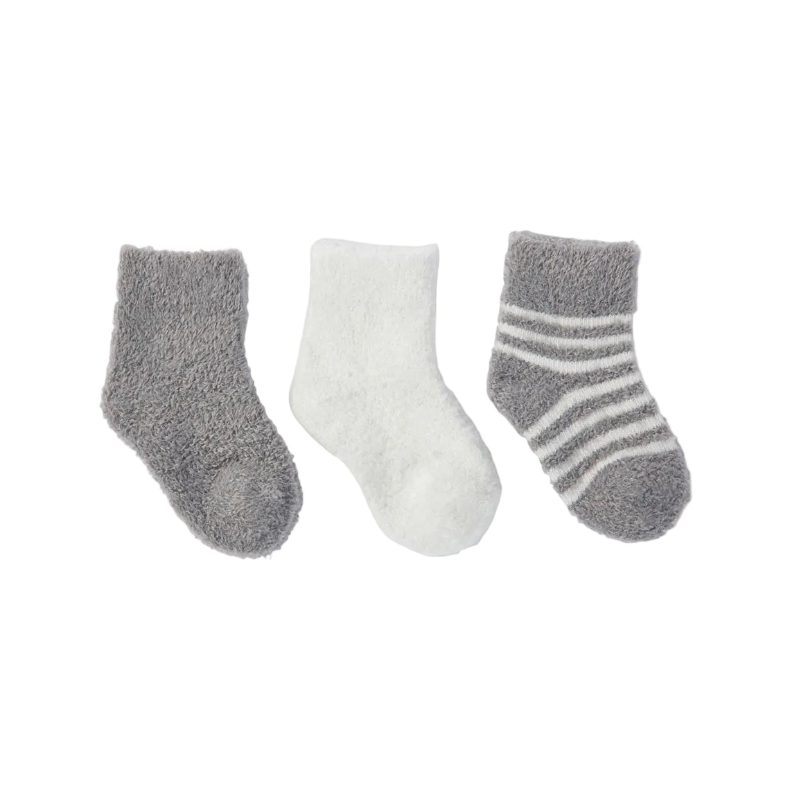 Barefoot Dreams CozyChic Lite Infant Sock Set in pewter/pearl available at Be Charmed