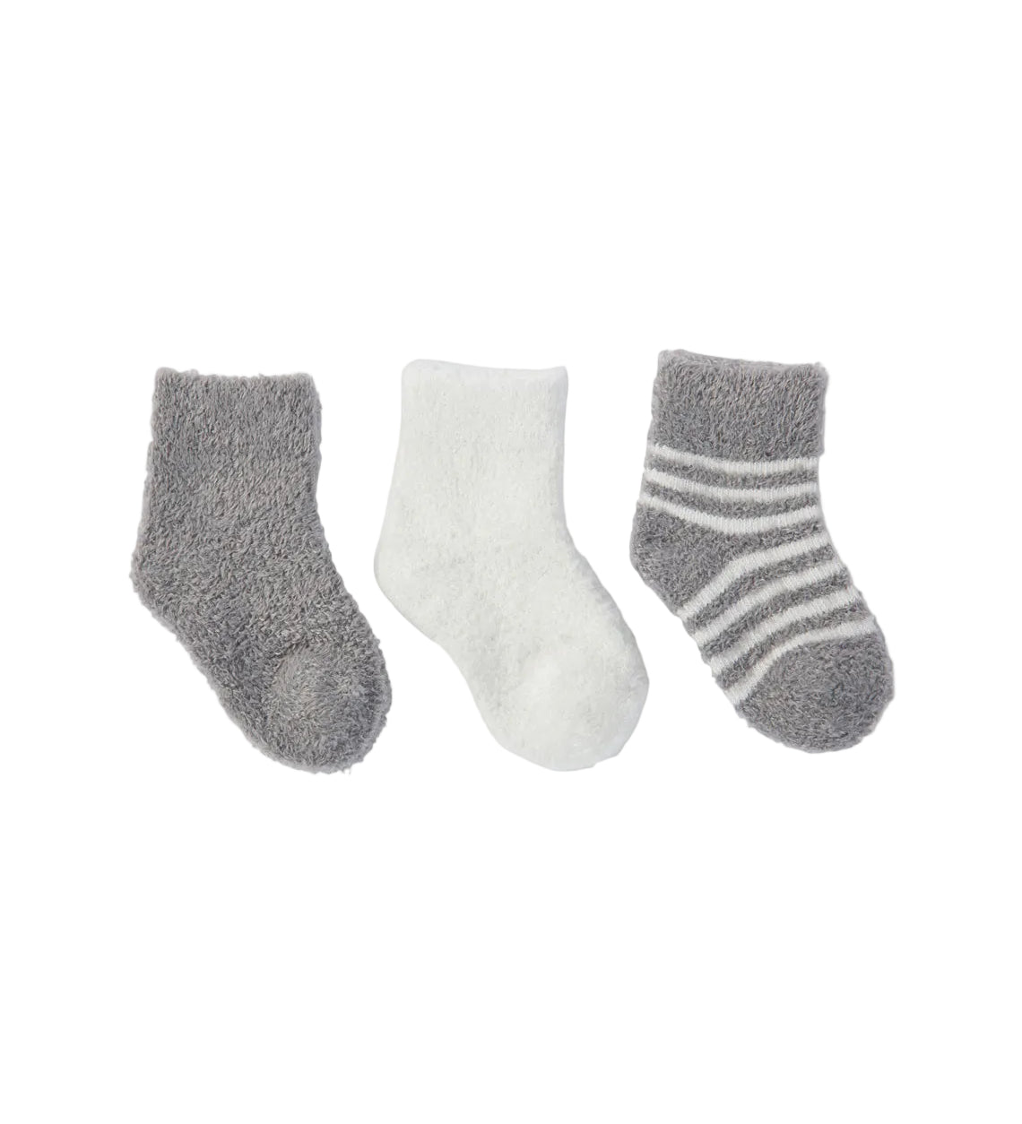 Barefoot Dreams CozyChic Lite Infant Sock Set in pewter/pearl available at Be Charmed