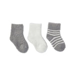 Barefoot Dreams CozyChic Lite Infant Sock Set in pewter/pearl available at Be Charmed