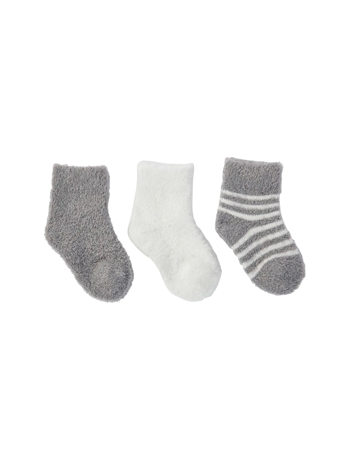Barefoot Dreams CozyChic Lite Infant Sock Set in pewter/pearl available at Be Charmed