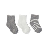Barefoot Dreams CozyChic Lite Infant Sock Set in pewter/pearl available at Be Charmed