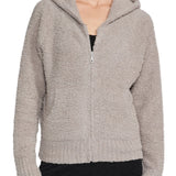 Barefoot Dreams CozyChic Relaxed Zip-Up Hoodie in pewter; featuring a soft zip-up design available at Be Charmed