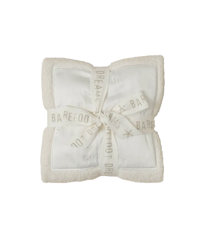 Barefoot Dreams - CozyChic Satin Trim cream Receiving Blanket available at Be Charmed