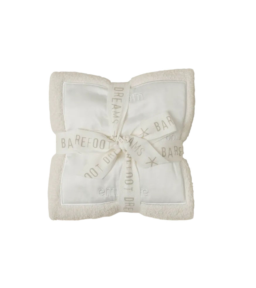 Barefoot Dreams - CozyChic Satin Trim cream Receiving Blanket available at Be Charmed