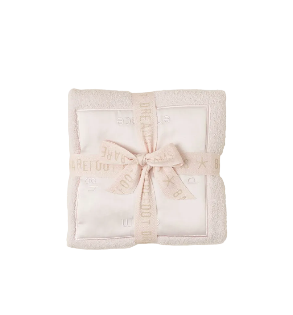 Barefoot Dreams - CozyChic Pink Satin Trim Receiving Blanket available at Be Charmed