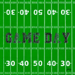 Green football field with 'GAME DAY' text on a Boston International Cocktail Napkin - available at Be Charmed