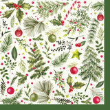 Boston International holiday cocktail napkins in christmas branches all over featuring festive seasonal patterns available at Be Charmed