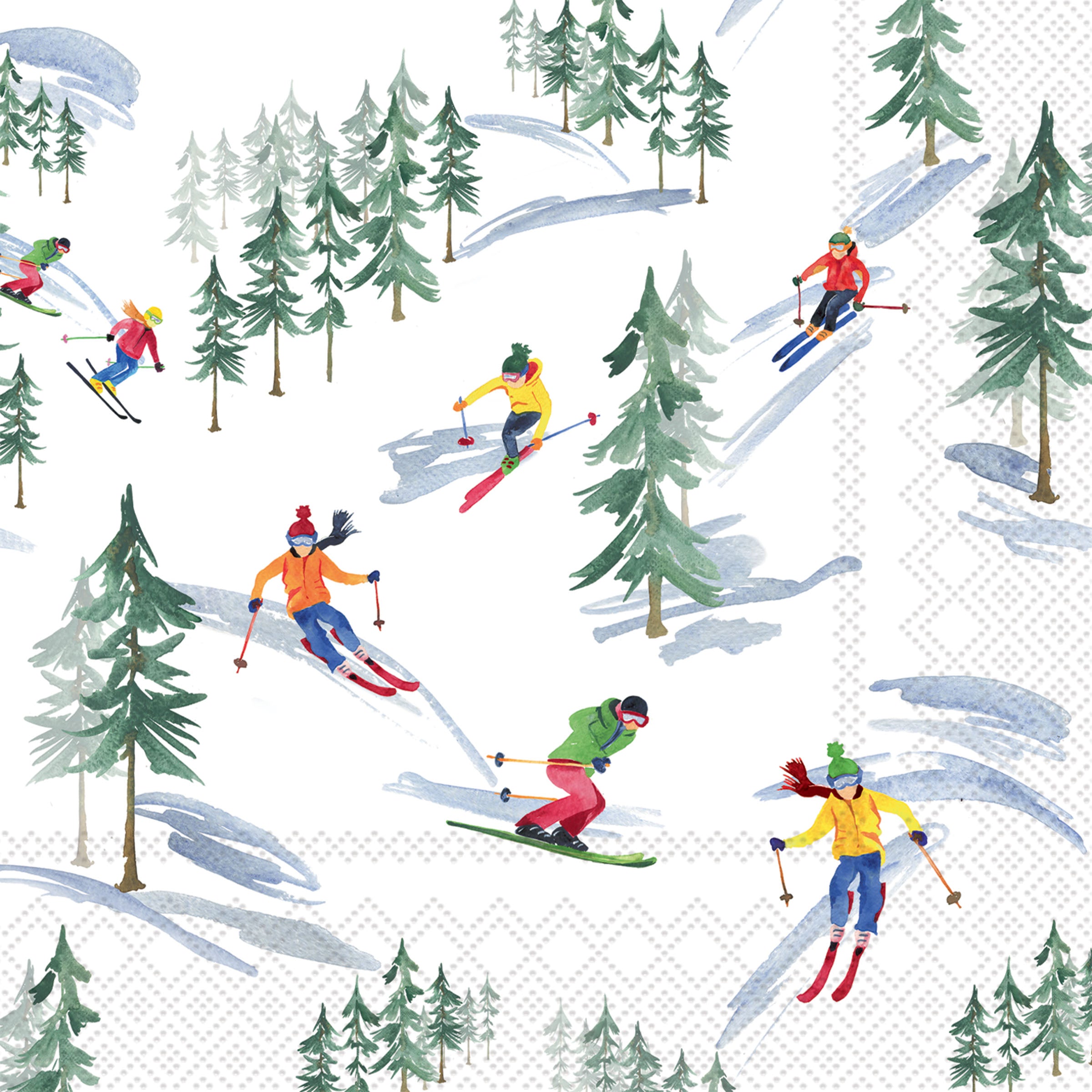 Boston International holiday cocktail napkins in down the slope; featuring festive seasonal patterns available at Be Charmed