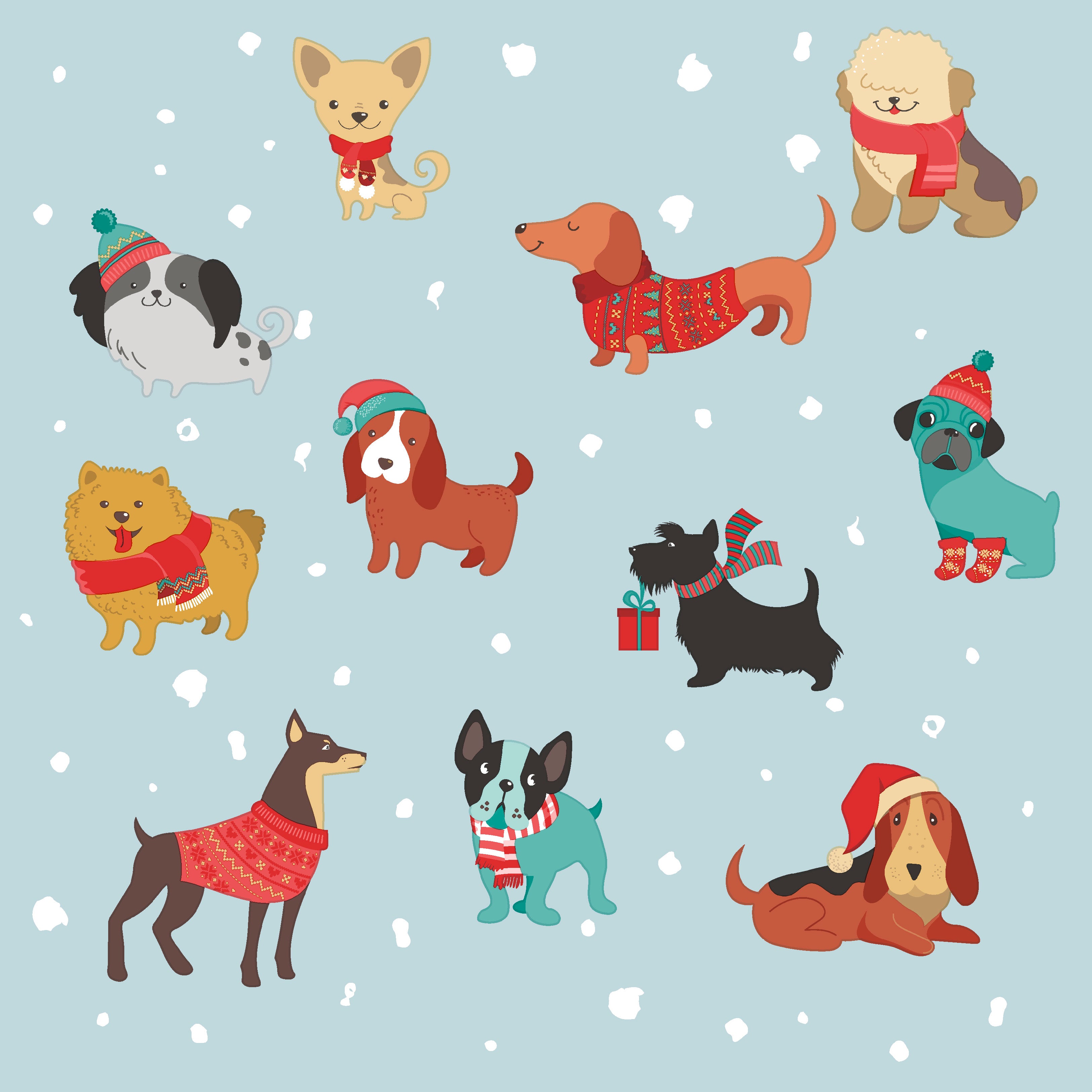 Boston International holiday cocktail napkins in sweater dogs; featuring festive seasonal patterns available at Be Charmed