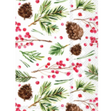 Boston International Holiday Guest Towel  in pinecone pattern; featuring a festive seasonal patterned paper hand towel available at Be Charmed