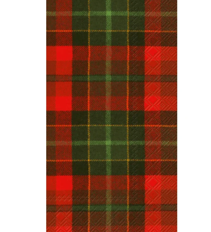 Boston International Holiday Guest Towel  in tartan; featuring a festive seasonal patterned paper hand towel available at Be Charmed