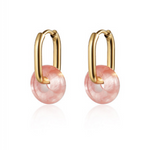 CAI - Earrings - Cherry Quartz Gold Oval Hoop & Gem available at Be Charmed