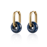 CAI - Earrings - Lapis Gold Oval Hoop & Gem available at Be Charmed