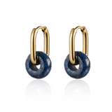 CAI - Earrings - Lapis Gold Oval Hoop & Gem available at Be Charmed