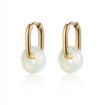 CAI - Earrings -synthetic opal  Gold Oval Hoop & Gem available at Be Charmed