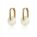 CAI - Earrings -synthetic opal  Gold Oval Hoop & Gem available at Be Charmed