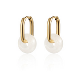CAI - Earrings - whitz quartz Gold Oval Hoop & Gem available at Be Charmed 