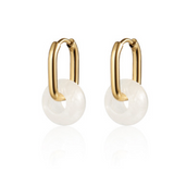 CAI - Earrings - whitz quartz Gold Oval Hoop & Gem available at Be Charmed 