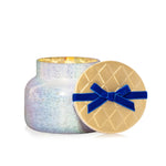 Capri Blue Volcano Signature Candle Artisan Winter Bazaar featuring a festive seasonal patterned glass jar candle available at Be Charmed