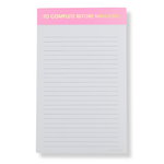 chez gagne Notepad with pink top section labeled 'To Complete Before Mahjong' on a white background. Available at Be Charmed