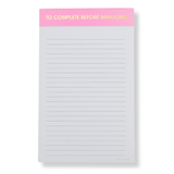 chez gagne Notepad with pink top section labeled 'To Complete Before Mahjong' on a white background. Available at Be Charmed