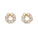Cuties Crystal & Pearl Wreaths Earrings featuring festive holiday wreath designs with sparkling crystal and pearl accents available at Be Charmed