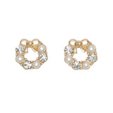 Cuties Crystal & Pearl Wreaths Earrings featuring festive holiday wreath designs with sparkling crystal and pearl accents available at Be Charmed