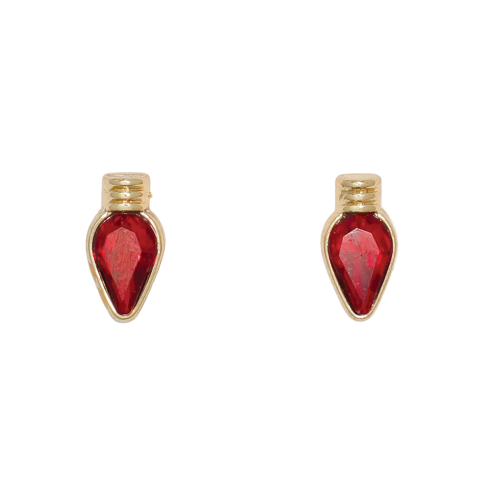 Cuties Red Christmas Bulbs Gold Earrings featuring festive holiday ornament designs available at Be Charmed
