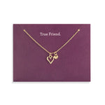 Demdaco Gold necklace with heart pendant on a 'True Friend' card. Available at Be Charmed