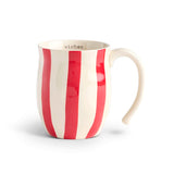 Demdaco Red and white striped mug with 'wishes' text on a white background. Available at Be Charmed