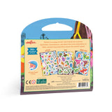 Contents of eeBoo dinosaursticker book, colorful book featuring whimsical illustrated stickers available at Be Charmed