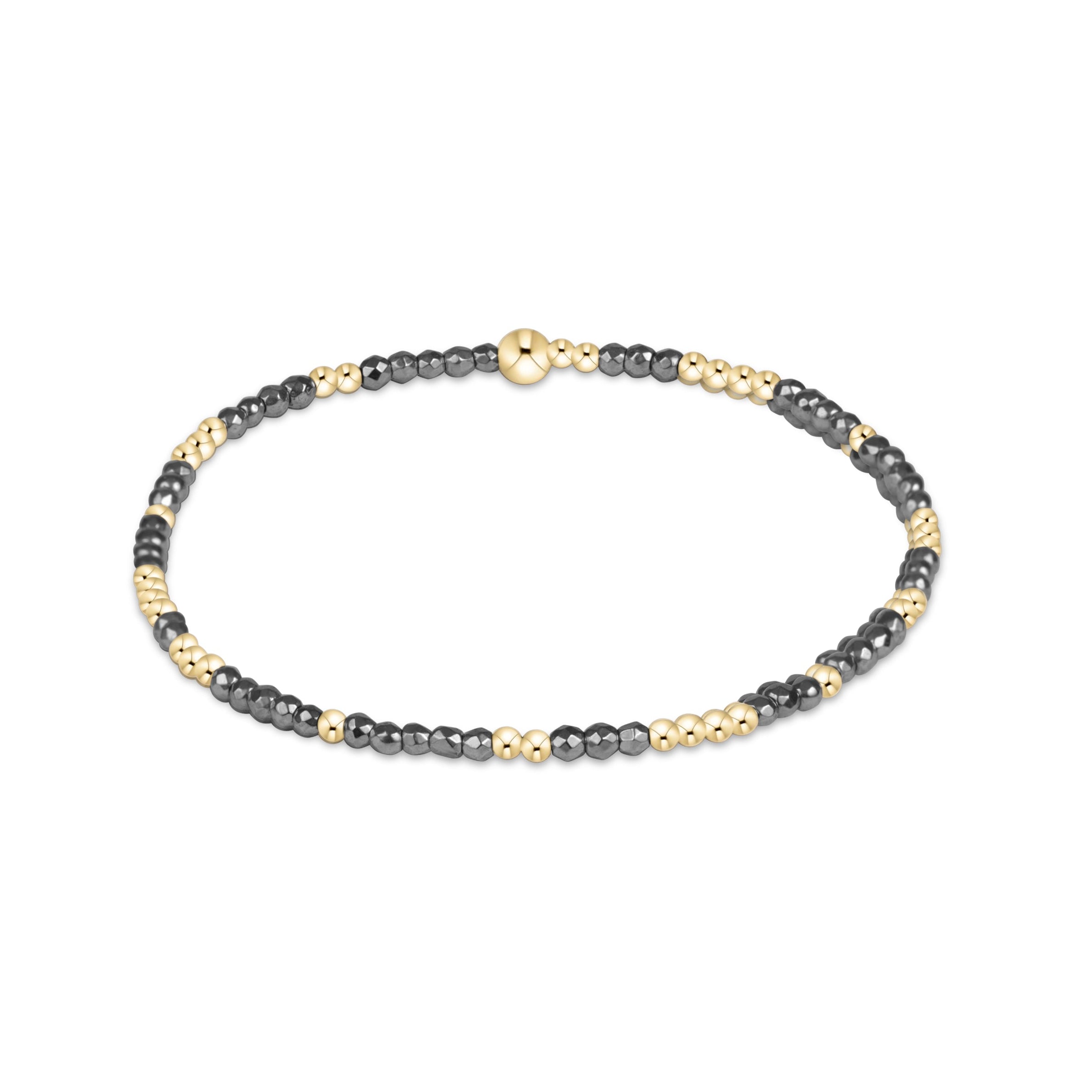 Silver faceted hematite enewton classic 2mm bracelet featuring polished gold-filled beads available at Be Charmed