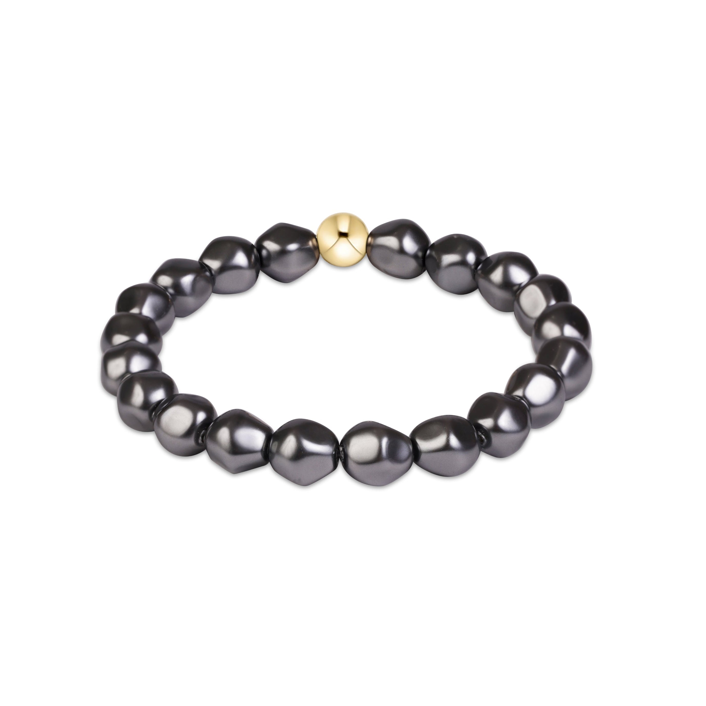 enewton classic admire pearl dark grey bracelet featuring gold-filled beads and dark grey freshwater pearls available at Be Charmed