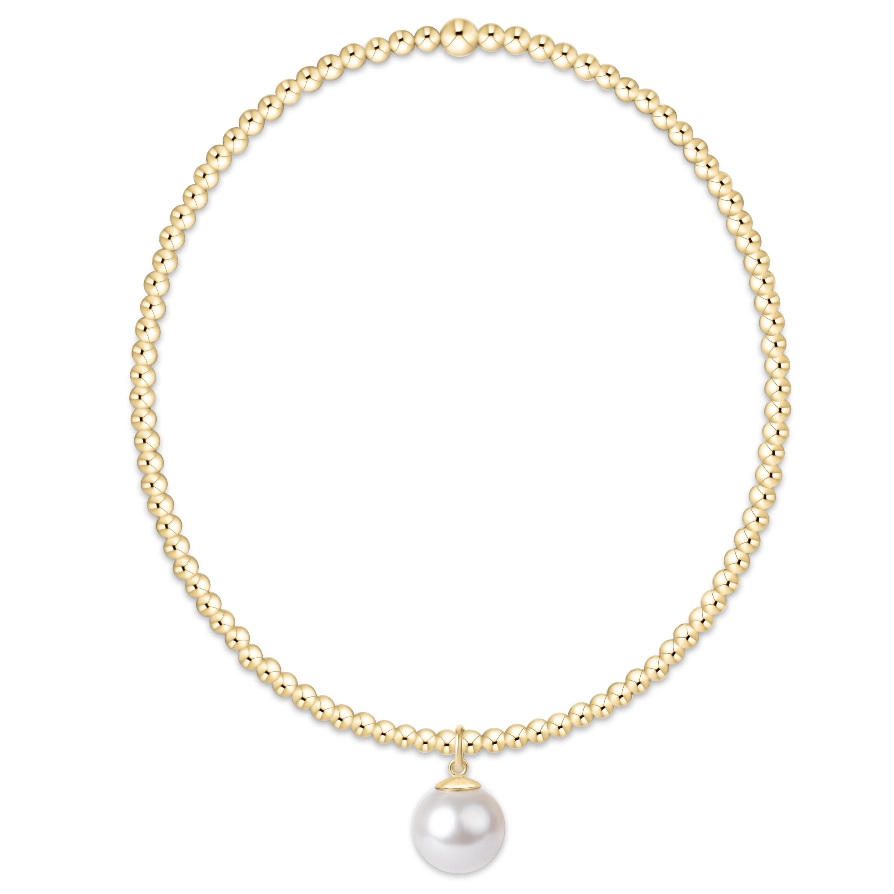 enewton - Classic Gold 2mm Bracelet 8mm Classic pearl Charm available at Be Charmed
