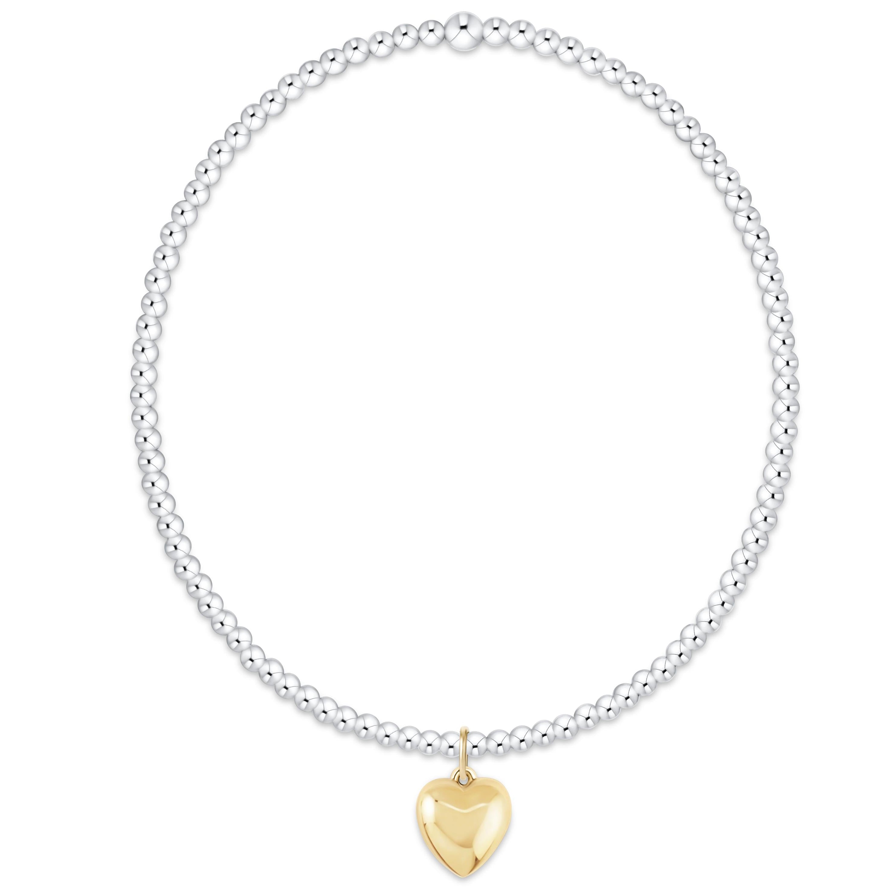 enewton Classic Mixed Metal 2mm Bracelet with Love Plush Small Gold Charm available at Be Charmed