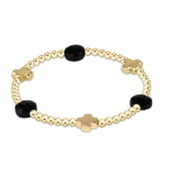 enewton Faceted Onyx Signature Cross Admire Gold Pattern 3mm Bead Bracelet available at Be Charmed