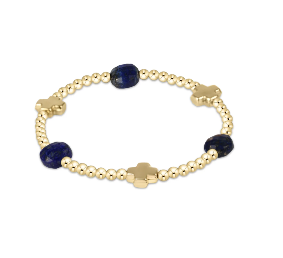 enewton lapis Signature Cross Admire Gold Pattern 3mm Bead Bracelet available at Be Charmed