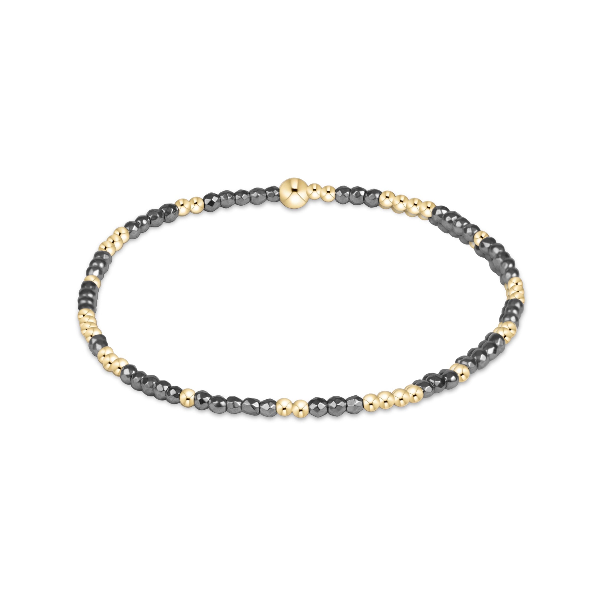 Silver Faceted Hematite enewton Hope Unwritten 2mm bracelet featuring gold-filled beads available at Be Charmed