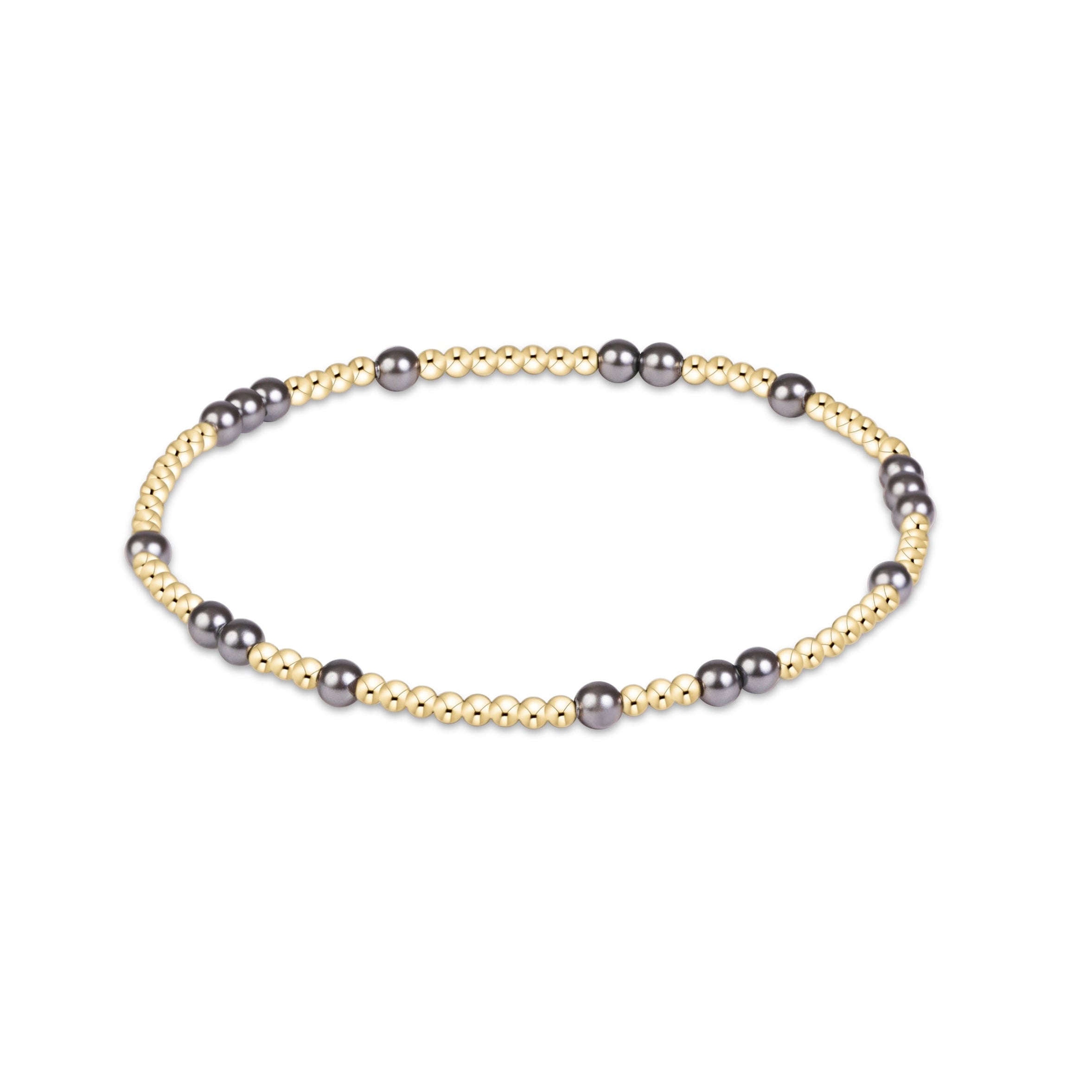 enewton Hope Unwritten Pearl Dark Grey 3mm Bracelet featuring gold-filled beads and dark grey pearls available at Be Charmed